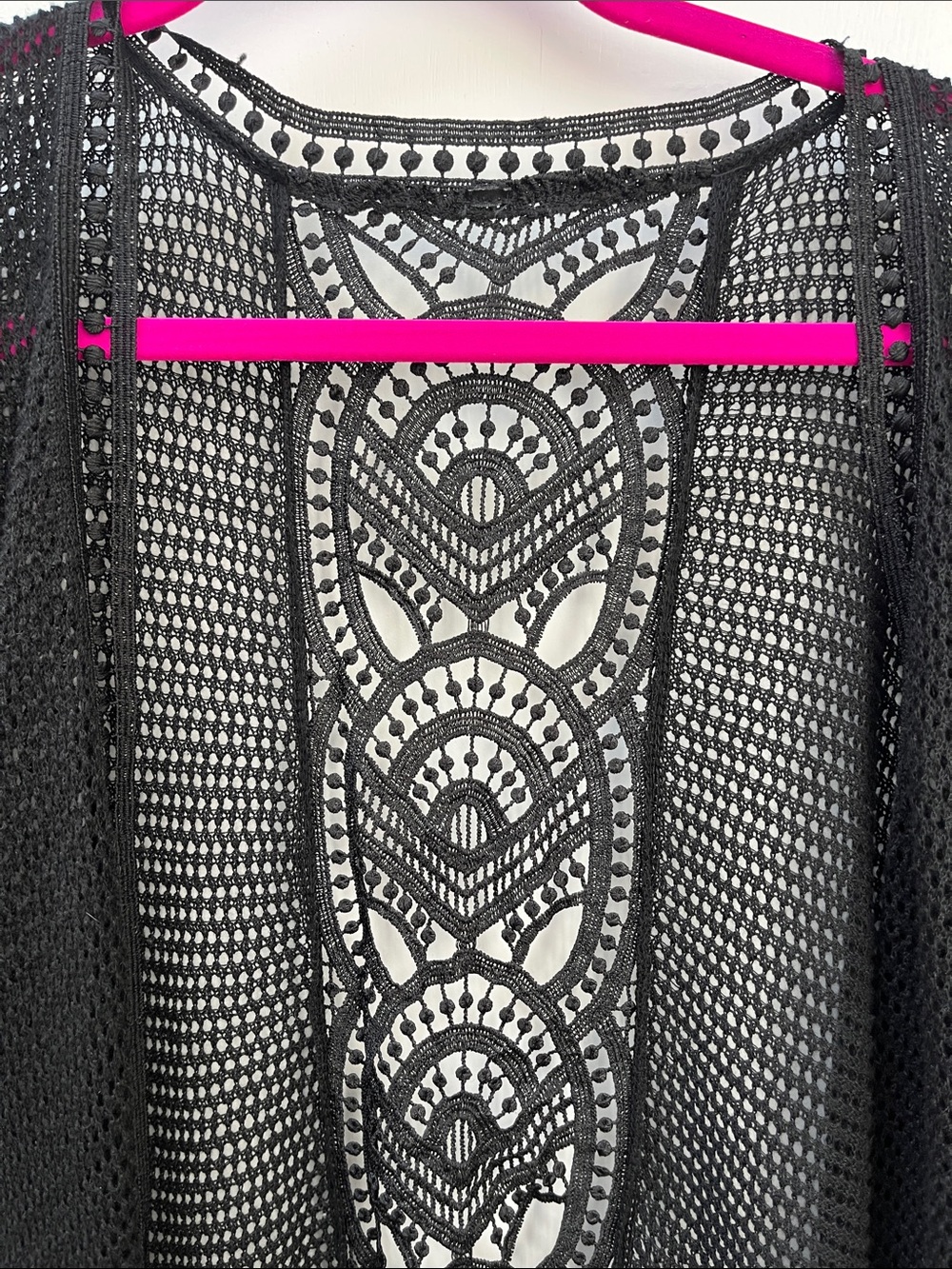 Torrid Black Open-Knit Dolman Sleeve Cardigan, Size 1 - Picture 3 of 7